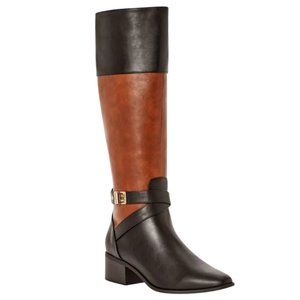 Just Fab Black and Tan Winnie Block Heel Boots | Women | Size 7| NEW in Box